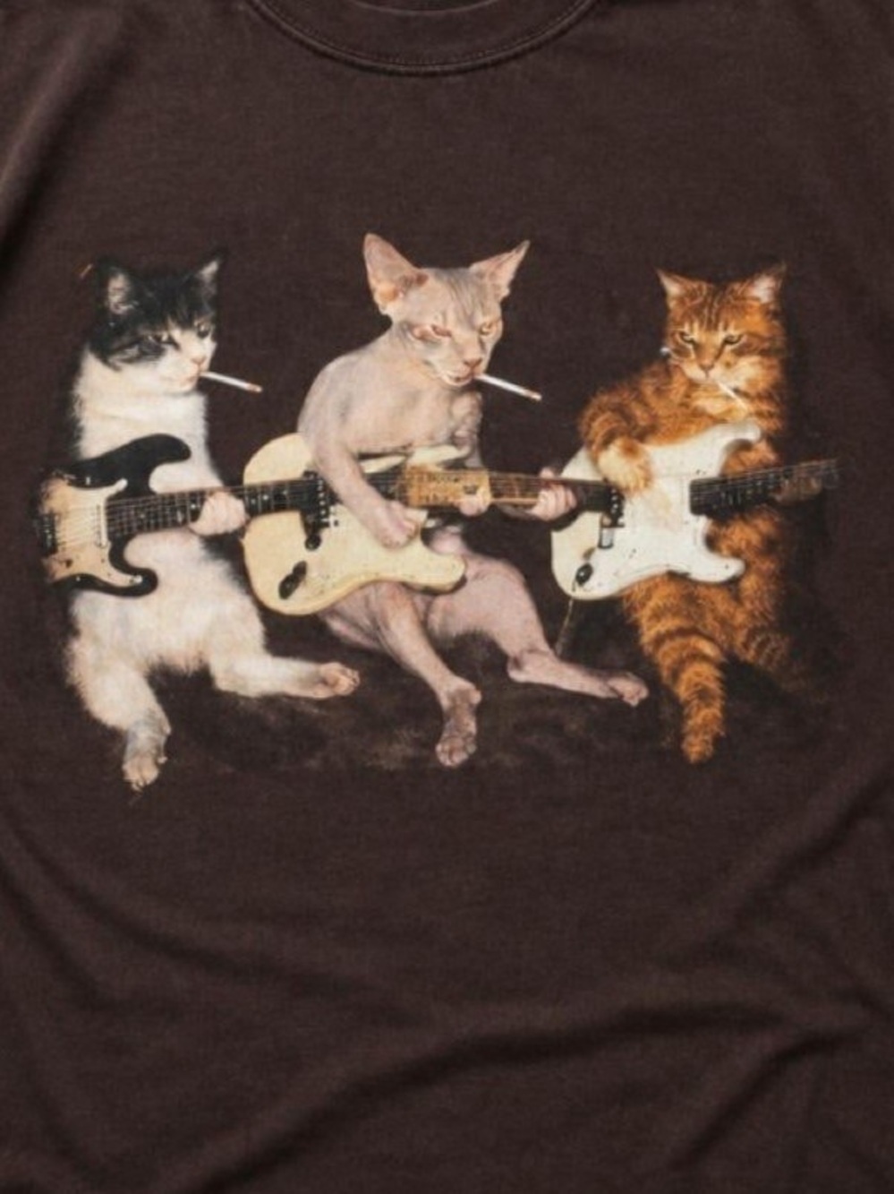 Gildan Brown Cat Rock Band Graphic Tee - Picture 2 of 2